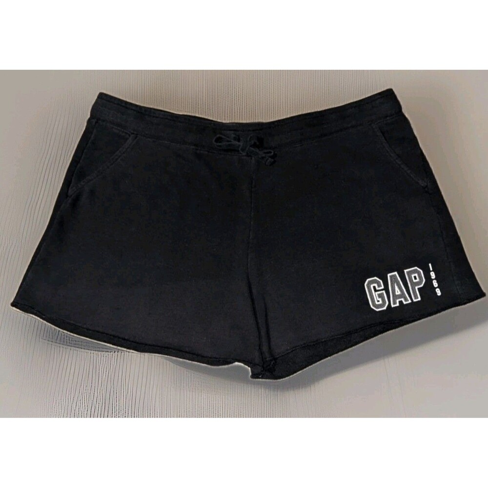 GAP  Logo Pull On Fleece Shorts Womens Size L True Black
